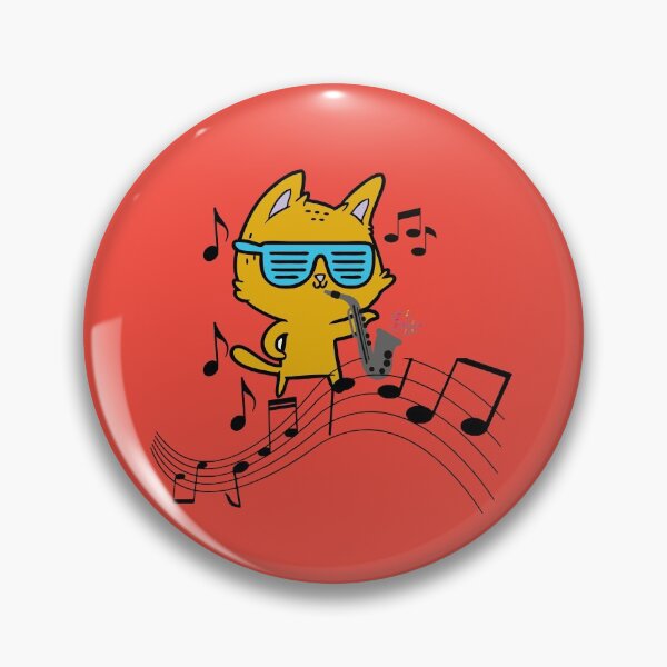 Item preview, Cat wearing sunglasses and playing saxaphone set in orange - Cute and Fun designed and sold by Vero De.