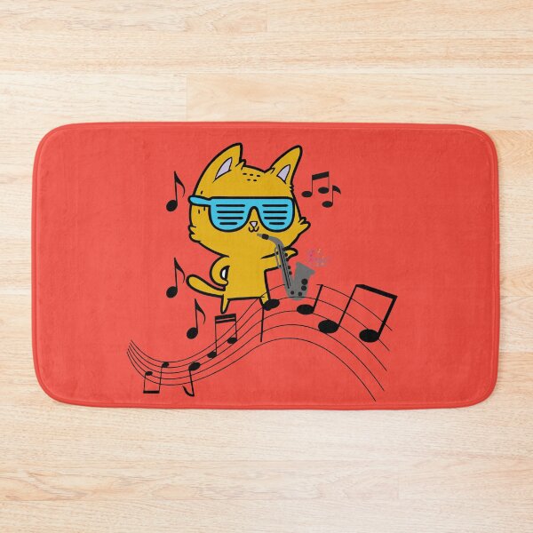 Item preview, Cat wearing sunglasses and playing saxaphone set in orange - Cute and Fun designed and sold by Vero De.