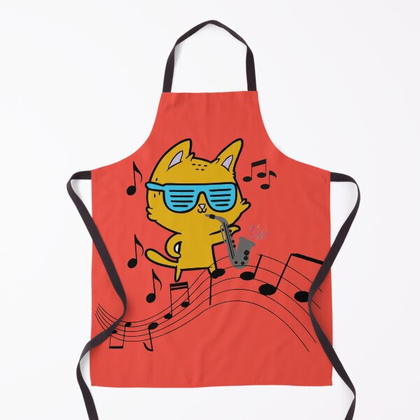 Item preview, Cat wearing sunglasses and playing saxaphone set in orange - Cute and Fun designed and sold by Vero De.