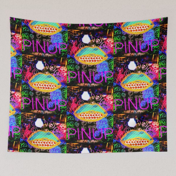 Item preview, Mexican Neon Style Pinup Girl Lips Colourful Pop and Urban designed and sold by ClosLineDesigns.