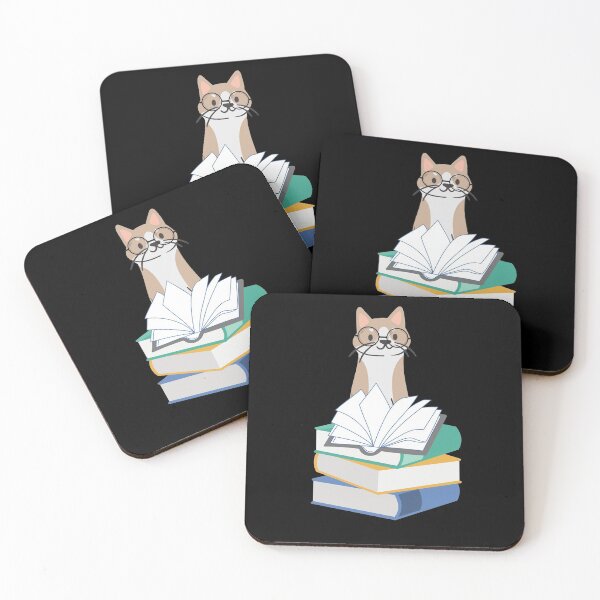 Item preview, Book Lover Cute Cat With Pile Of Books designed and sold by BellaVille.