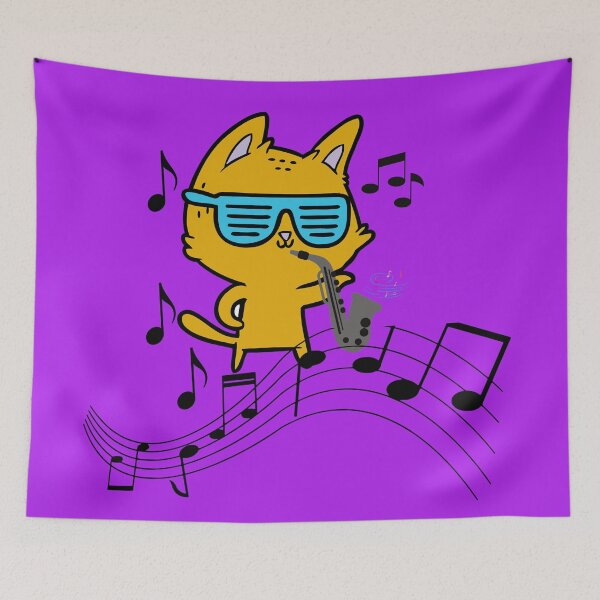 Item preview, Cat wearing sunglasses and playing saxaphone - Cute and Fun designed and sold by Vero De.
