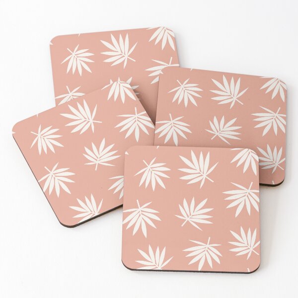 Item preview, Tropical Leaf on Coral Rose designed and sold by latheandquill.