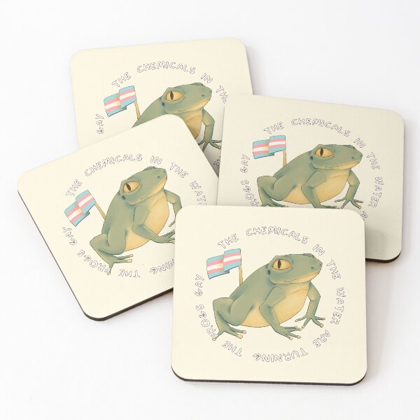 Item preview, chemicals in the water turning the frogs gay (trans flag) designed and sold by GarbageSalt.