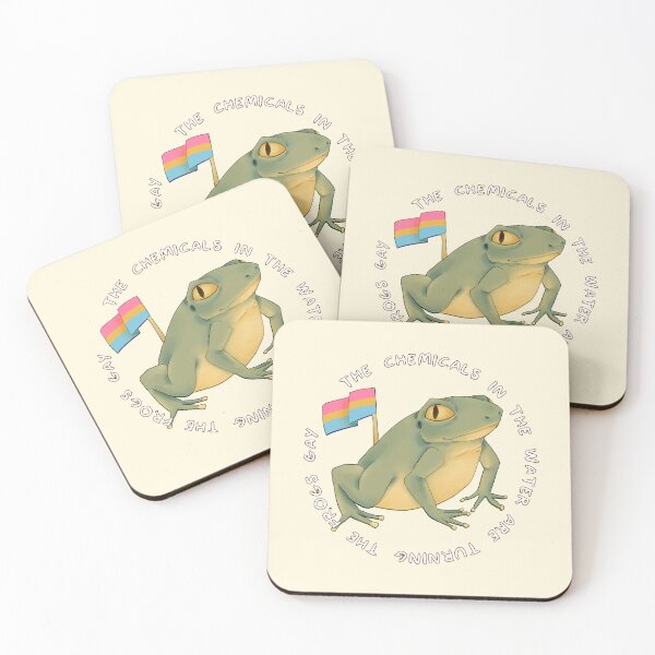 Item preview, chemicals in the water turning the frogs gay (pan flag) designed and sold by GarbageSalt.