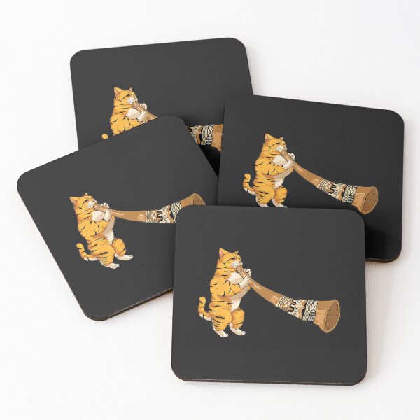 Item preview, Cool Cat Playing Didgeridoo  Funny Kitten Instrument Gift Premium TShirt23 designed and sold by tawanama.