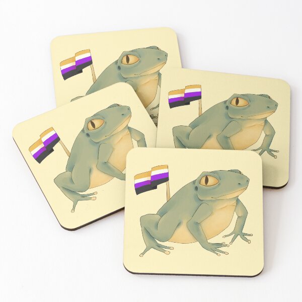 Item preview, enby frog designed and sold by GarbageSalt.