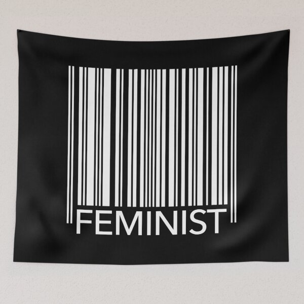 Item preview, Feminist Barcode (white on black) designed and sold by Thelittlelord.