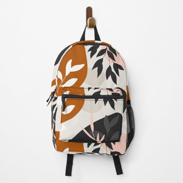 Item preview, Beige,black and orange abstract leaves art designed and sold by Mammanation.