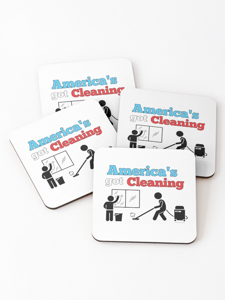 Thumbnail 1 of 5, Coasters (Set of 4), America's Got Cleaning Window Washing and Vacuuming Fun designed and sold by SavvyCleaner.