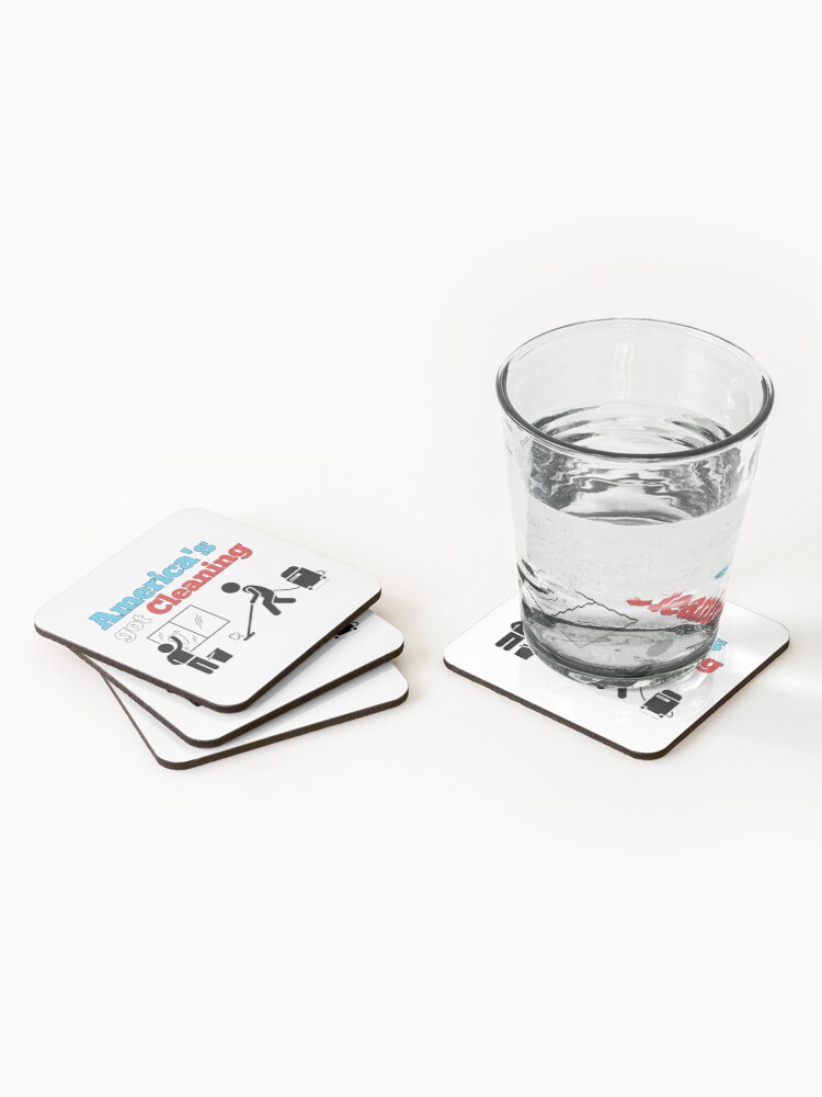 Thumbnail 2 of 5, Coasters (Set of 4), America's Got Cleaning Window Washing and Vacuuming Fun designed and sold by SavvyCleaner.