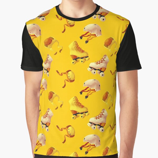 Lemon Bright Yellow Roller Skates Graphic T-Shirt