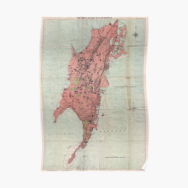 Vintage Map of Bombay India (1895) Poster