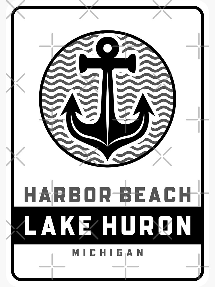 "Harbor Beach Michigan Lake Huron Anchor Design" Sticker by ElevenK