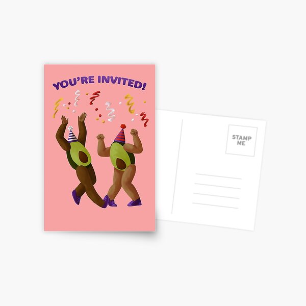 Party Invitation Avocados Dancing Together Postcard