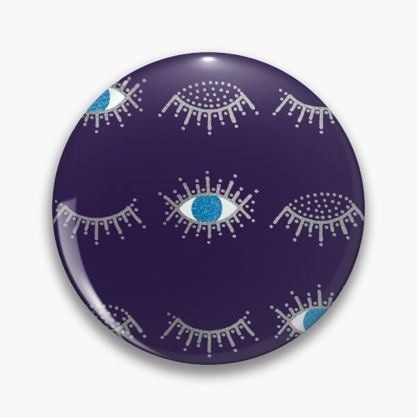 Item preview, Pretty Silver Closed and Open Blue Evil Eye Nazar Mati Pattern on Purple designed and sold by Karen McFarland.