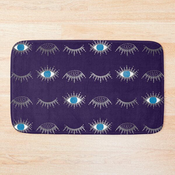 Item preview, Pretty Silver Closed and Open Blue Evil Eye Nazar Mati Pattern on Purple designed and sold by Karen McFarland.