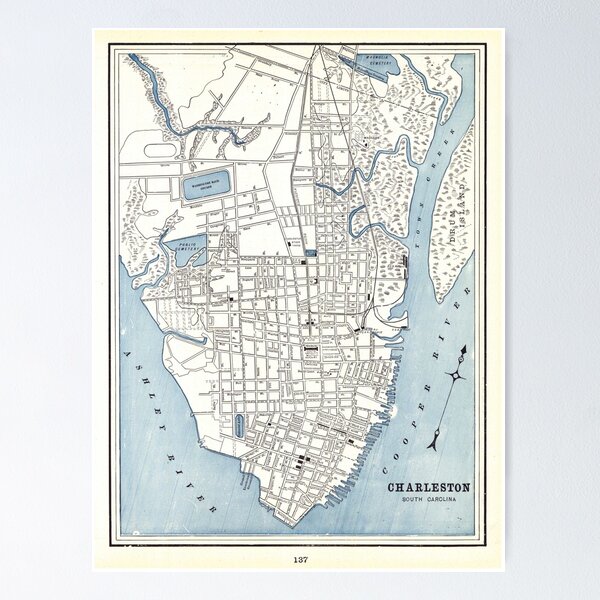 Item preview, Vintage Map of Charleston South Carolina (1898) designed and sold by BravuraMedia.