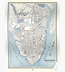 Vintage Map of Charleston South Carolina (1898) Poster