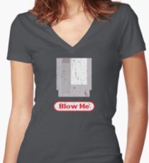 Blow Me - Vintage Nintendo Cartridge Women's Fitted V-Neck T-Shirt