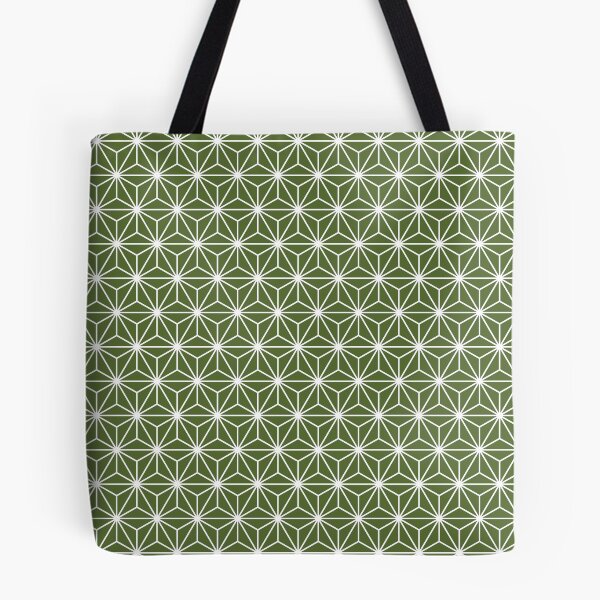 Item preview, Olive Green White Asanoha - Japanese Traditional Pattern designed and sold by KinitaDesign.