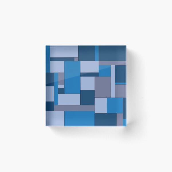 Abstract Blue Squares and Rectangles Acrylic Block
