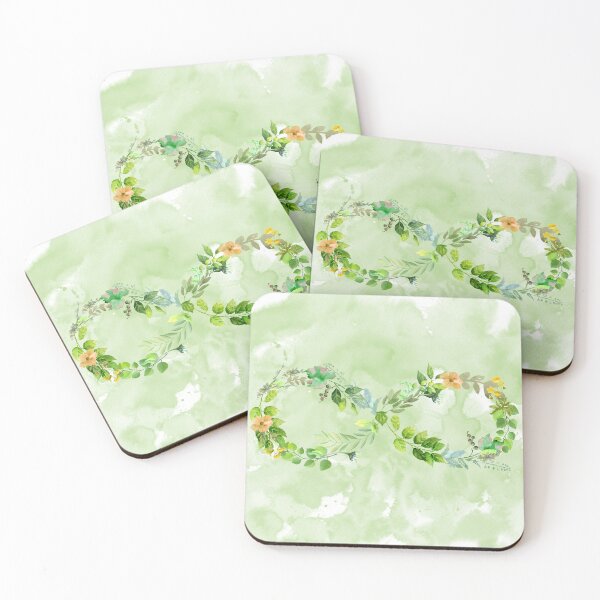 Item preview,  FLORAL INFINITY SYMBOL  ARTWORK with green watercolour background  - BY AUSTRALIAN ARTIST JANE HOLLOWAY designed and sold by Jane Holloway.