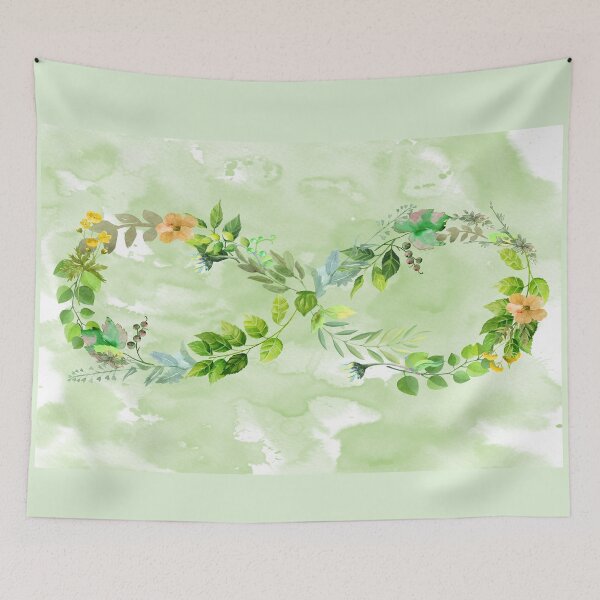 Item preview,  FLORAL INFINITY SYMBOL  ARTWORK with green watercolour background  - BY AUSTRALIAN ARTIST JANE HOLLOWAY designed and sold by Jane Holloway.