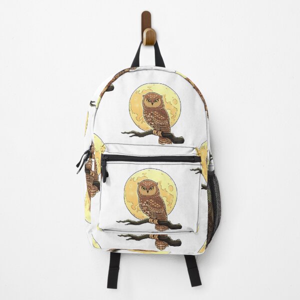 Item preview, Owl and Full Moon at Night Artwork Drawing Illustration designed and sold by Gabrielptdedi.