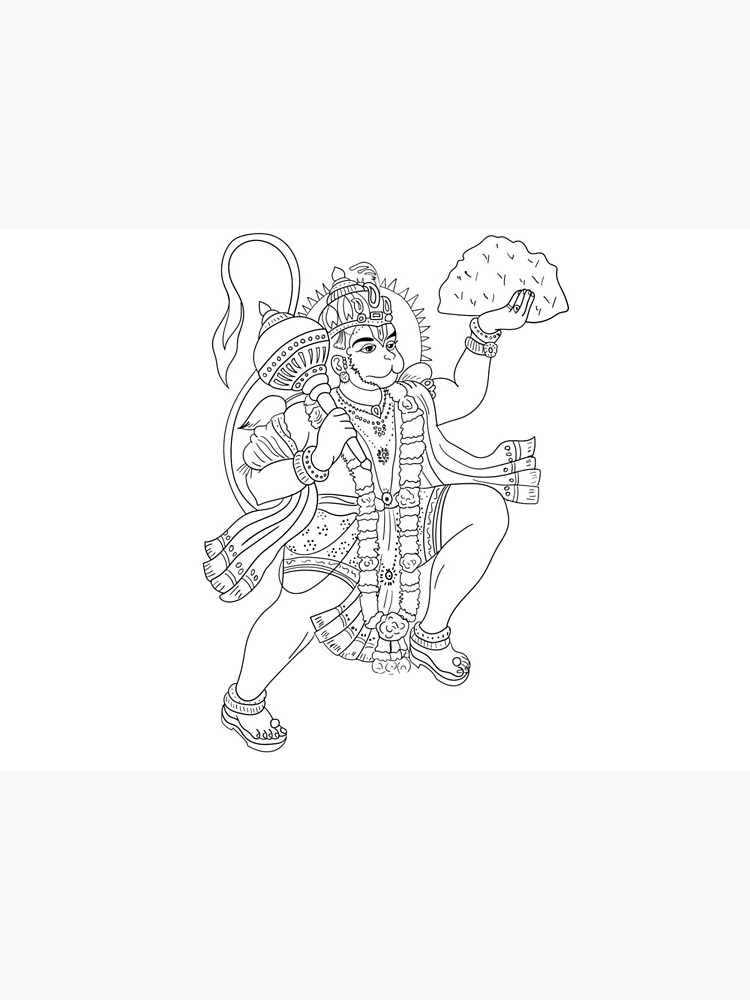 Image of Drawing Of Lord Hanuman Outline Editable Illustration. Strength  And Powerful God Bhajarangi Or Lord Shiva-LN591323-Picxy