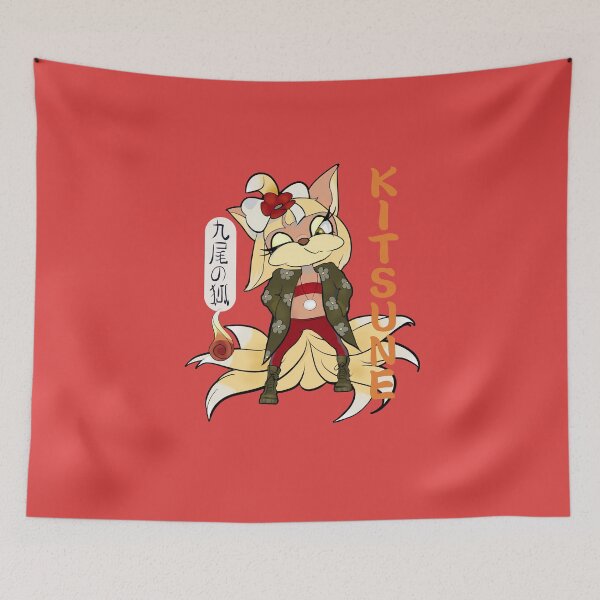 Artikelvorschau, Kitsune Neunschwanzfuchs Zeichnung entworfen und verkauft von ViewerEqualsPhoton.