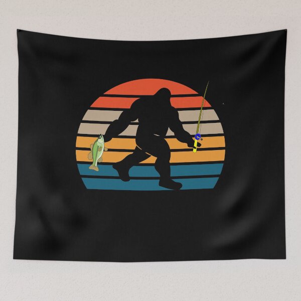 Item preview, Bigfoot Bass Fishing Retro Sunset designed and sold by tpixx.
