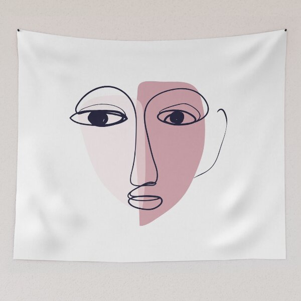 Item preview, Woman smile Face girl drawing abstract pink flower abstractface oneline onelinedrawing, designed and sold by Queengood.