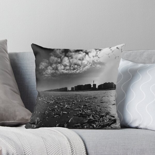 Item preview, Black & White photo of group of jackknifes on the beach designed and sold by FotoMahieu.