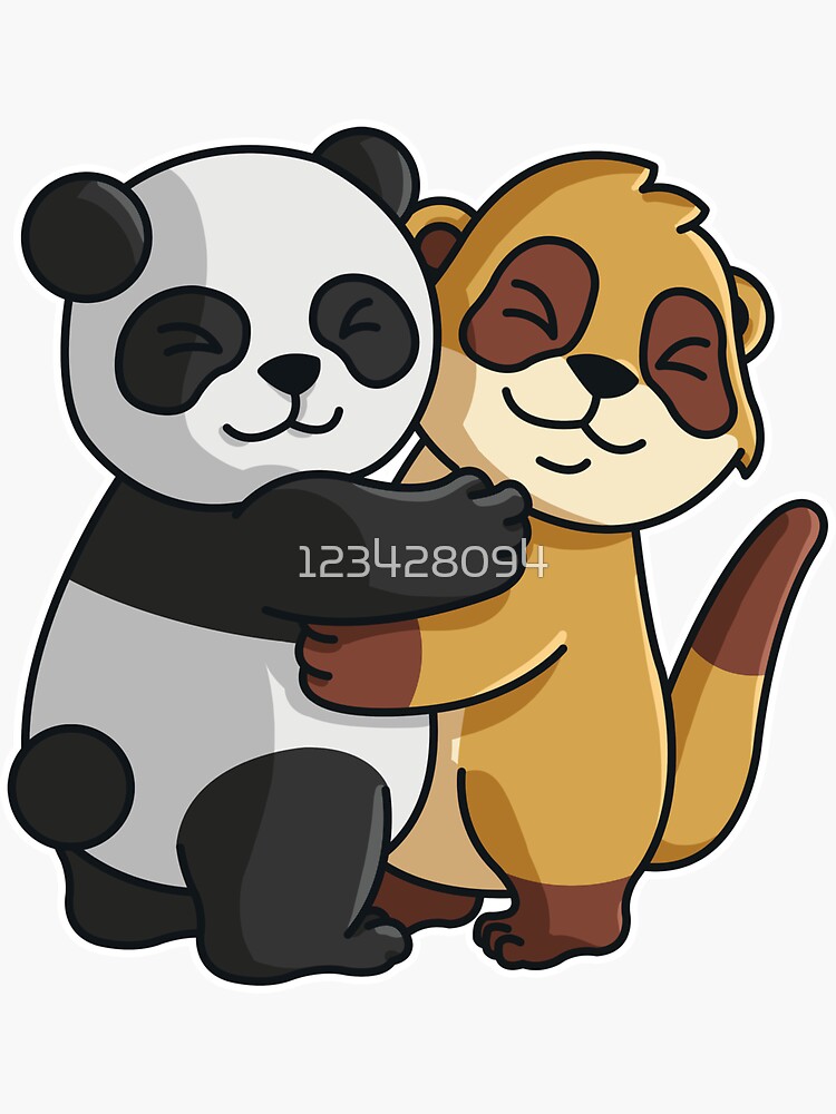 Panda and Meerkat cute Hug Cuddle Animals