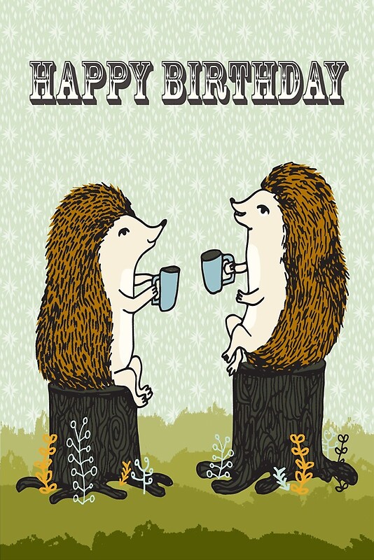 "Happy Birthday Hedgehogs Tea Party" by Paper Sparrow Redbubble