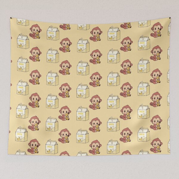Item preview, Kawaii Banana Milk and Baby Monkey designed and sold by MadaFaCose.