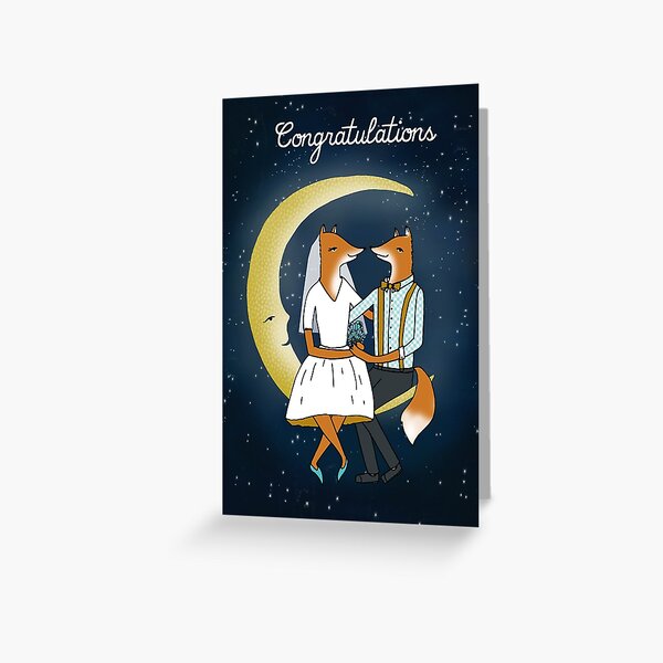Item preview, Congratulations - Wedding Foxes Card designed and sold by Paper Sparrow.