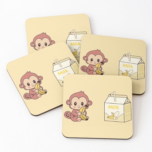 Item preview, Kawaii Banana Milk and Baby Monkey designed and sold by MadaFaCose.