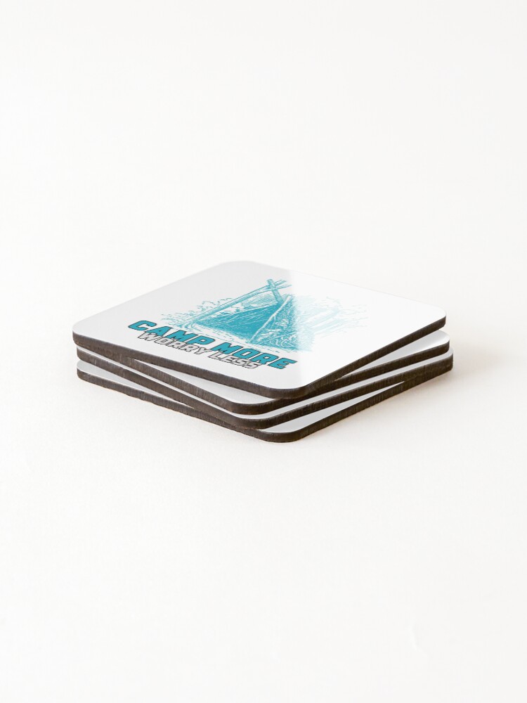 Thumbnail 4 of 5, Coasters (Set of 4), Camp More Worry Less designed and sold by Rizty.