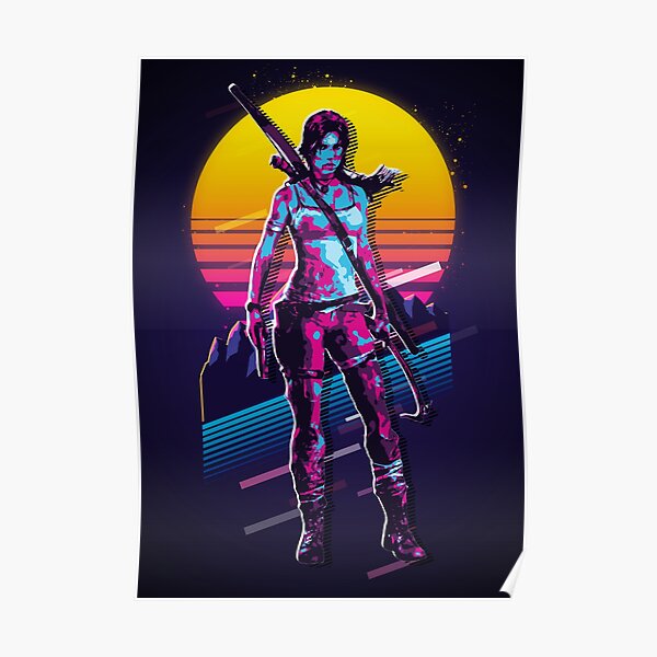 Tomb Raider - Lara Croft * rétro des années 80 * Poster