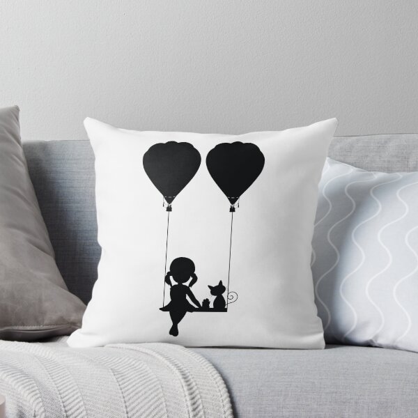 Item preview, Little girl with cat on ballon swing designed and sold by avionbubble.