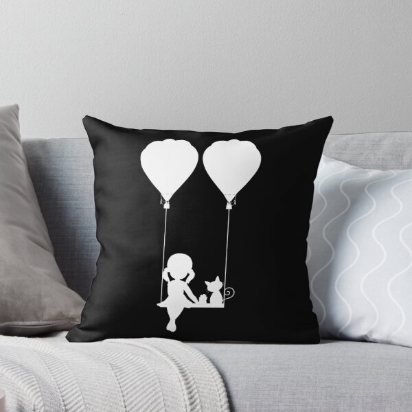 Item preview, Little girl with cat on ballon swing BLACK designed and sold by avionbubble.