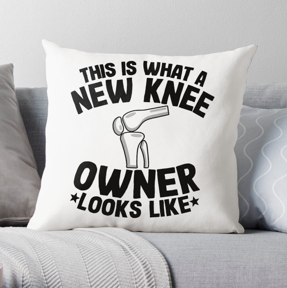 Bionic Knee Club Knee Replacement Surgery 70s Logo Throw Pillow