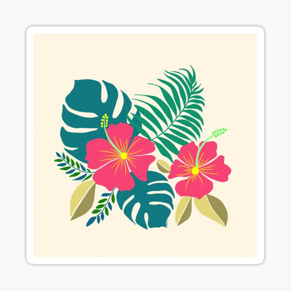 Glowing Hibiscus - Tropical Magic Sticker