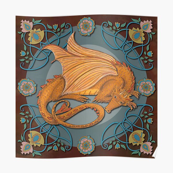 Celtic Medieval Earth Dragon Poster
