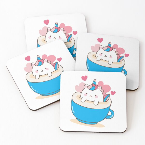 Item preview, Japanese Kawaii Cute Smiley Face - Unicorn In Blue Coffee Cup designed and sold by crazycollective.