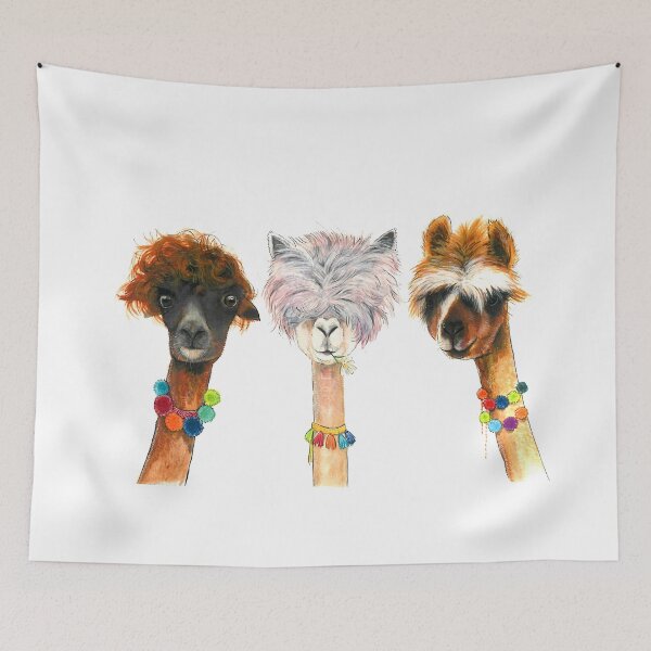 Item preview, Watercolour Alpacas with unique hairstyles designed and sold by CarolineJordaan.