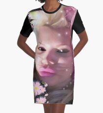Pink Rose Lady Graphic T-Shirt Dress