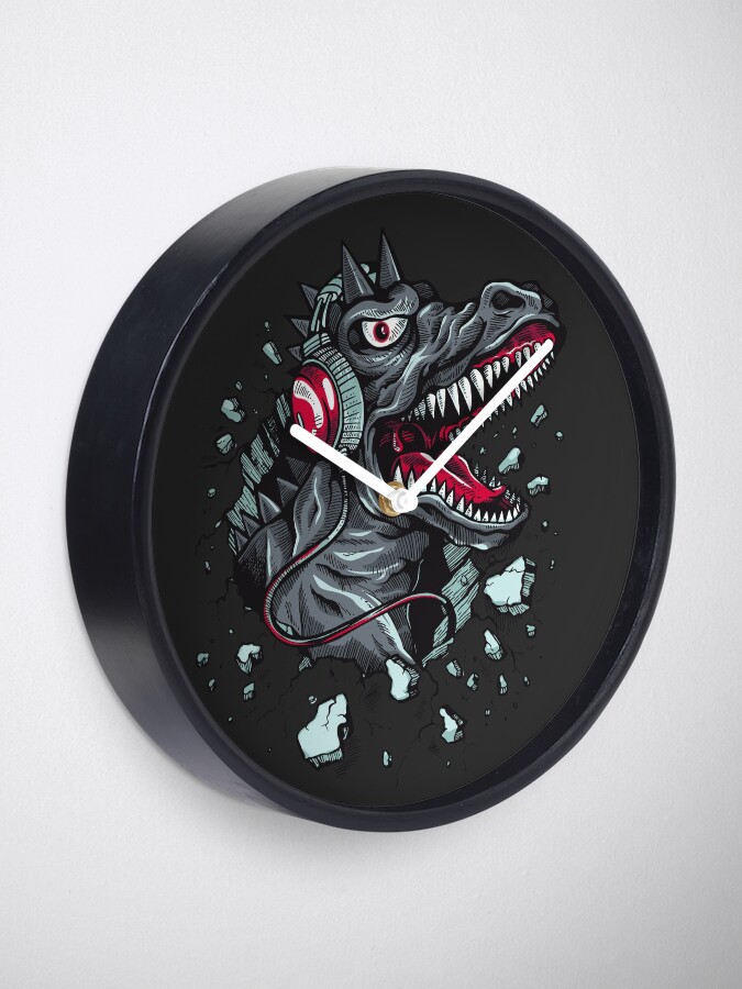 Alternative Ansicht von Dino with Headphone Uhr